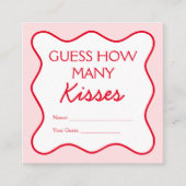 Red Pink Brautparty Game Guess Wie viele Küsse Begleitkarte (Vorderseite)