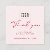 Red & Pink Business Package Danke Einfügen Quadratische Visitenkarte (Vorderseite)