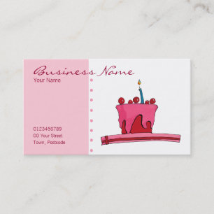 Red & Pink Cake Business Card Visitenkarte
