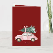 Red Pink Car Weihnachtsbaum Karte (Rückseite)
