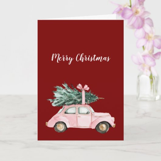 Red Pink Car Weihnachtsbaum Karte (Orchidee)