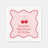 Red Pink Cherry auf Top Bow Baby Dusche Serviette (Vorderseite)