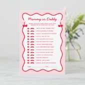 Red Pink Cherry Baby Shower Guess Mommy or Daddy Einladung (Stehend Vorderseite)
