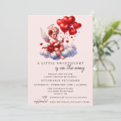 Red Pink Cherub A Little Sweetheart Baby Shower  Einladung (Stehend Vorderseite)