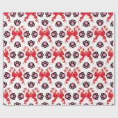 Red & Pink Christmas Candy Cane Animal Paws Geschenkpapier (Flach)