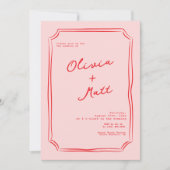 Red + Pink Colorful Wedding Invite Einladung (Vorderseite)