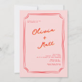 Red + Pink Colorful Wedding Invite Einladung (Vorderseite)