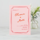 Red + Pink Colorful Wedding Invite Einladung (Stehend Vorderseite)