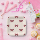 Red Pink Cream Bows Muster Weihnachten Pappteller (Party)