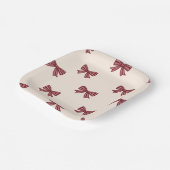 Red Pink Cream Bows Muster Weihnachten Pappteller (Gewinkelt)