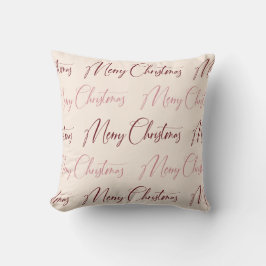 Red Pink Cream Script Pattern Frohe Weihnachten Kissen