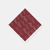 Red Pink Cream Script Pattern Frohe Weihnachten Serviette (Ecke)