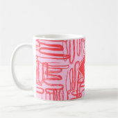 Red Pink Curve Wavy Squiggle Abstract Monogrammed Kaffeetasse (Links)