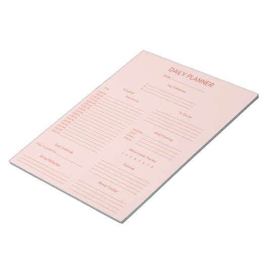 Red Pink Daily Planer & Tracker Notizblock (angewinkelt)