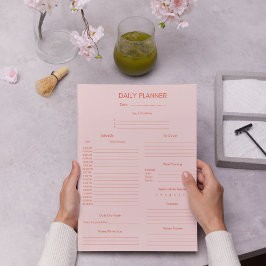 Red Pink Daily Planer & Tracker Notizblock
