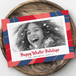 Red pink dark blue retro merry christmas photo feiertagskarte