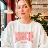 Red + Pink Faux Glitter BRIDE Varsity Letter  Sweatshirt