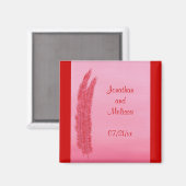 Red Pink Feathers Speichern Sie das Datum der Hoch Magnet (Vorderseite/Rückseite)