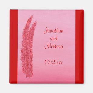 Red Pink Feathers Speichern Sie das Datum der Hoch Magnet