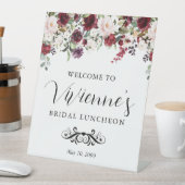 Red Pink Floral Bridal Luncheon Willkommen Sockelschild (In Situ)