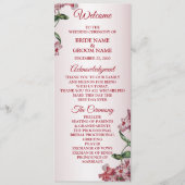 Red Pink Floral Green Leaves Modern Wedding Programm (Vorderseite)