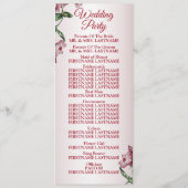 Red Pink Floral Green Leaves Modern Wedding Programm (Rückseite)