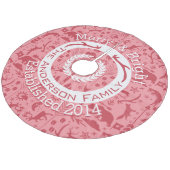 Red Pink Forest Weihnachtsfamilie Reindeh Fleece Weihnachtsbaumdecke (Schrägansicht)