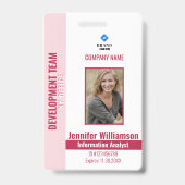 Red Pink Foto Company Security QR Code Mitarbeiter Ausweis (Vorderseite)