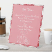 Red Pink French Toile Bar Menu (Abzeichen) Sockelschild (In Situ)