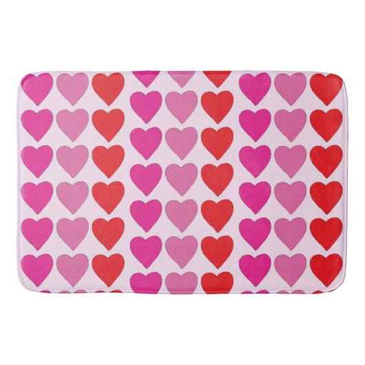 Red Pink Fuchsia Hearts Badematte (Vorderseite)