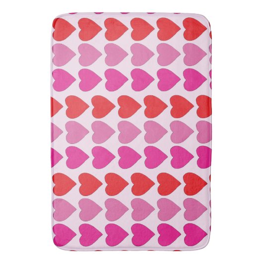 Red Pink Fuchsia Hearts Badematte (Vorderseite Vertikal)