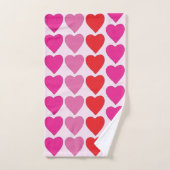 Red Pink Fuchsia Hearts Badhandtuch Set (Handtuch)