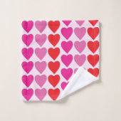Red Pink Fuchsia Hearts Badhandtuch Set (Waschlappen)
