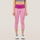 Red Pink Fuchsia Hearts Capri Leggings (Vorderseite)