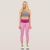 Red Pink Fuchsia Hearts Capri Leggings (Vorderseite)