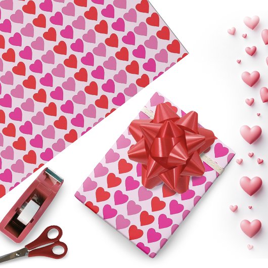 Red Pink Fuchsia Hearts Geschenkpapier