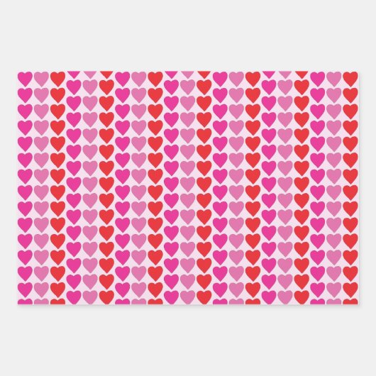 Red Pink Fuchsia Hearts Geschenkpapier Set (Vorderseite 3)