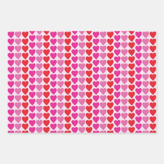 Red Pink Fuchsia Hearts Geschenkpapier Set (Vorderseite)