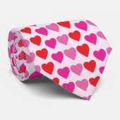 Red Pink Fuchsia Hearts Krawatte (Gerollt)