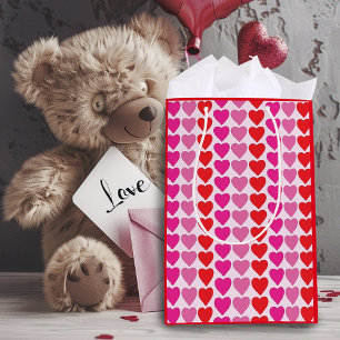 Red Pink Fuchsia Hearts Mittlere Geschenktüte