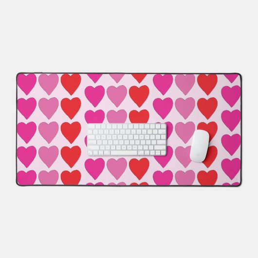 Red Pink Fuchsia Hearts Schreibtischunterlage (Tastatur & Maus)