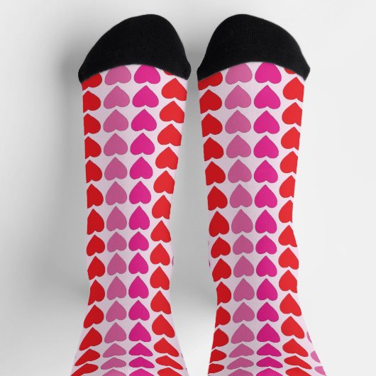 Red Pink Fuchsia Hearts Socken (Oben)