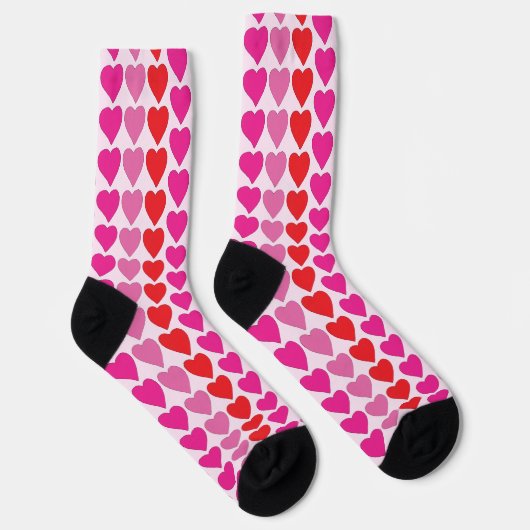 Red Pink Fuchsia Hearts Socken (Rechts)