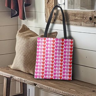 Red Pink Fuchsia Hearts Tasche