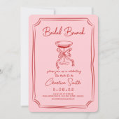 Red Pink Funky Handwriting Bridal Brunch Einladung (Vorderseite)
