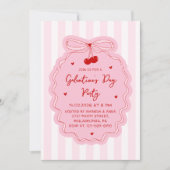 Red Pink Girly Coquette Bow Galentine's Day Party Einladung (Vorderseite)