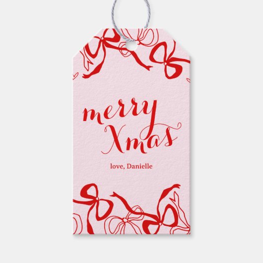 Red Pink Girly Coquette Christmas Geschenkanhänger (Vorderseite)