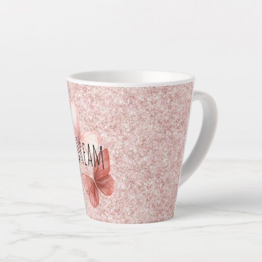 Red Pink Glitter Butterflies Milchtasse (Rechte Ecke)
