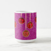 Red Pink Glitzer Frohe Weihnachts Baubles Tasse (Mittel)