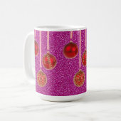 Red Pink Glitzer Frohe Weihnachts Baubles Tasse (Vorderseite Links)
